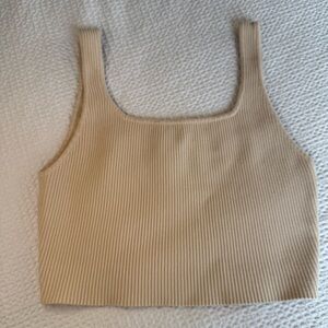 EUC House of Harlow Luxe Essentials Square Neck Crop Top | Sz Large | Beige
